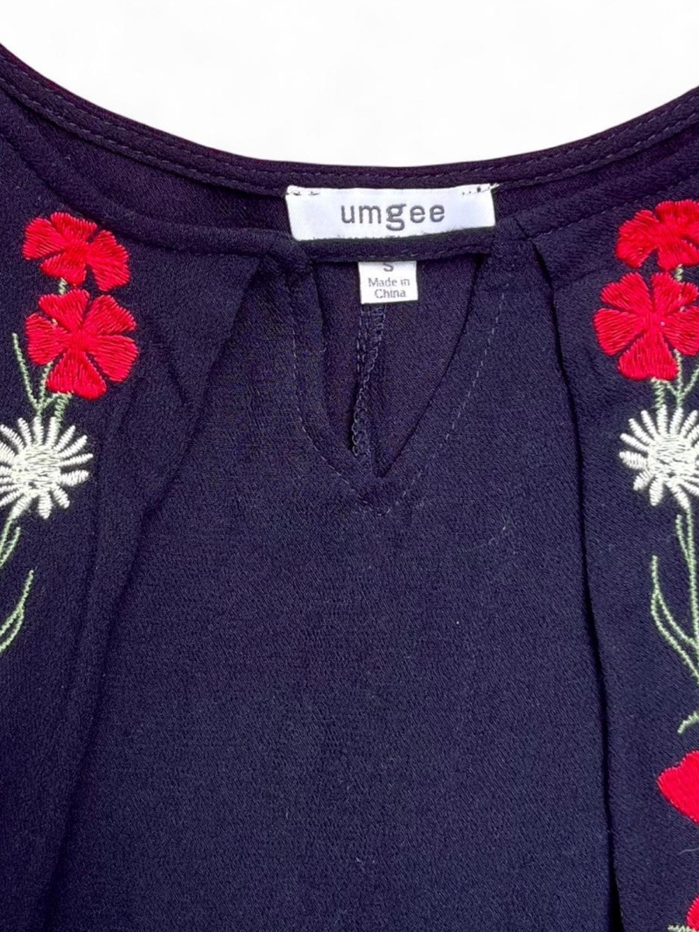 Umgee Black Embroidered Floral Babydoll Dress NWOT | Boho Cottagecore Festival - Picture 2 of 3